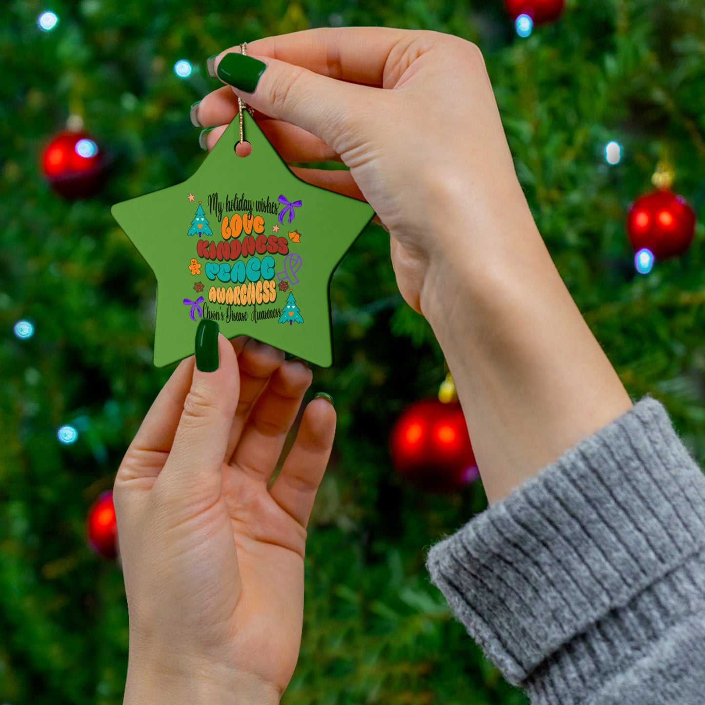 Chron's Disease Awareness Holiday Theme Ceramic Ornament, 4 Shapes