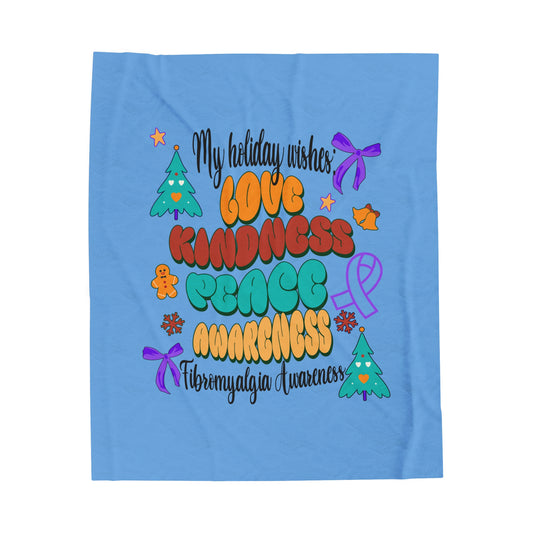 Fibromyalgia Awareness Holiday Wishes  Velveteen Plush Blanket