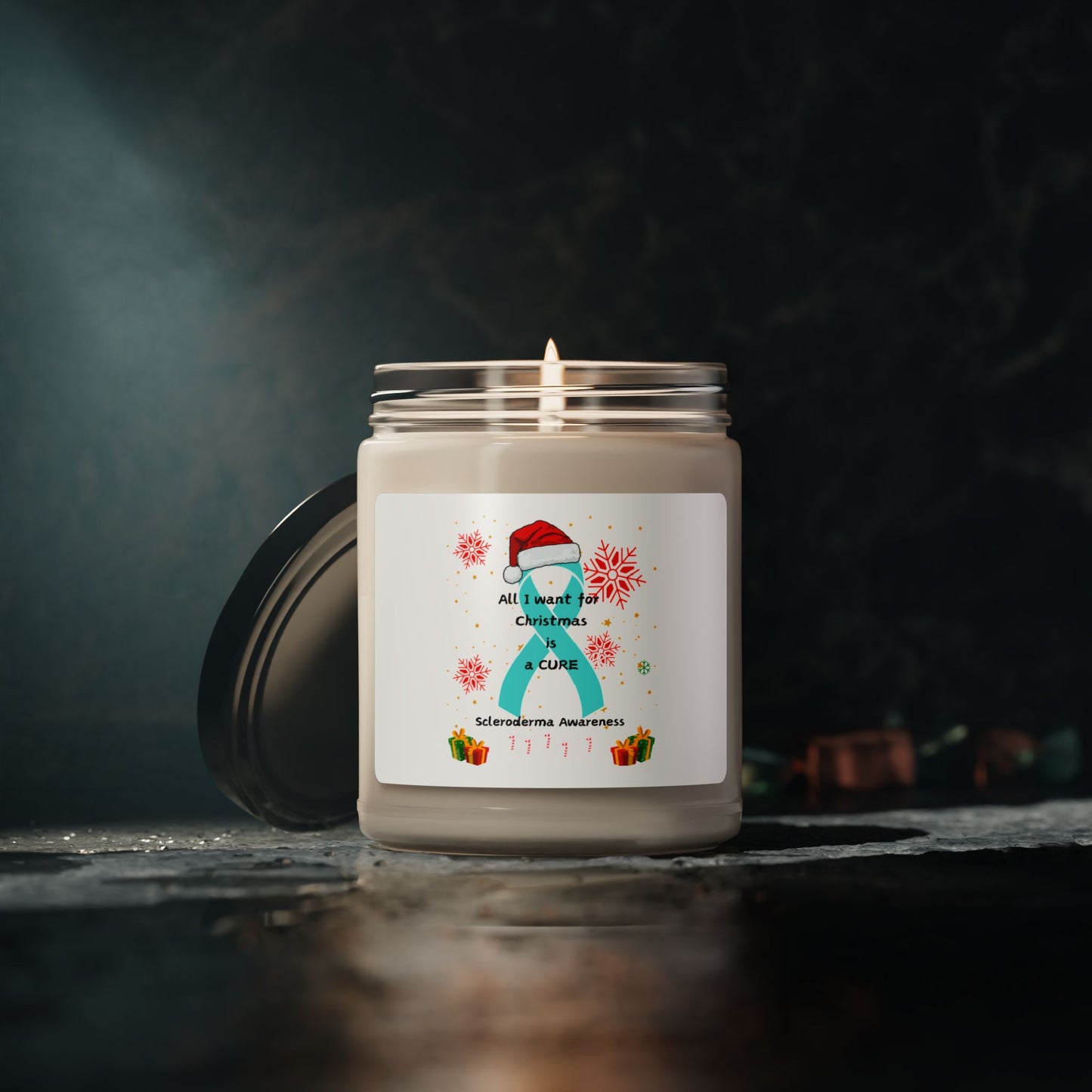 Scleroderma Awareness Scented Soy Candle All I Want for Christmas is a Cure