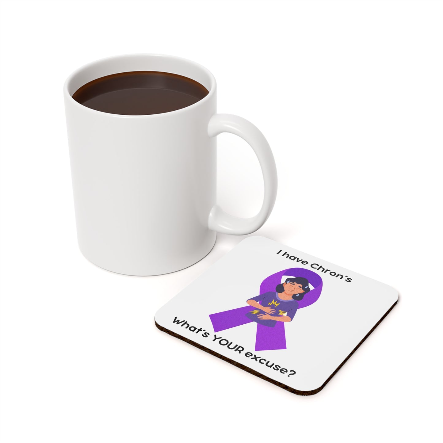 Chron's Disease Awareness Cork Back Coaster