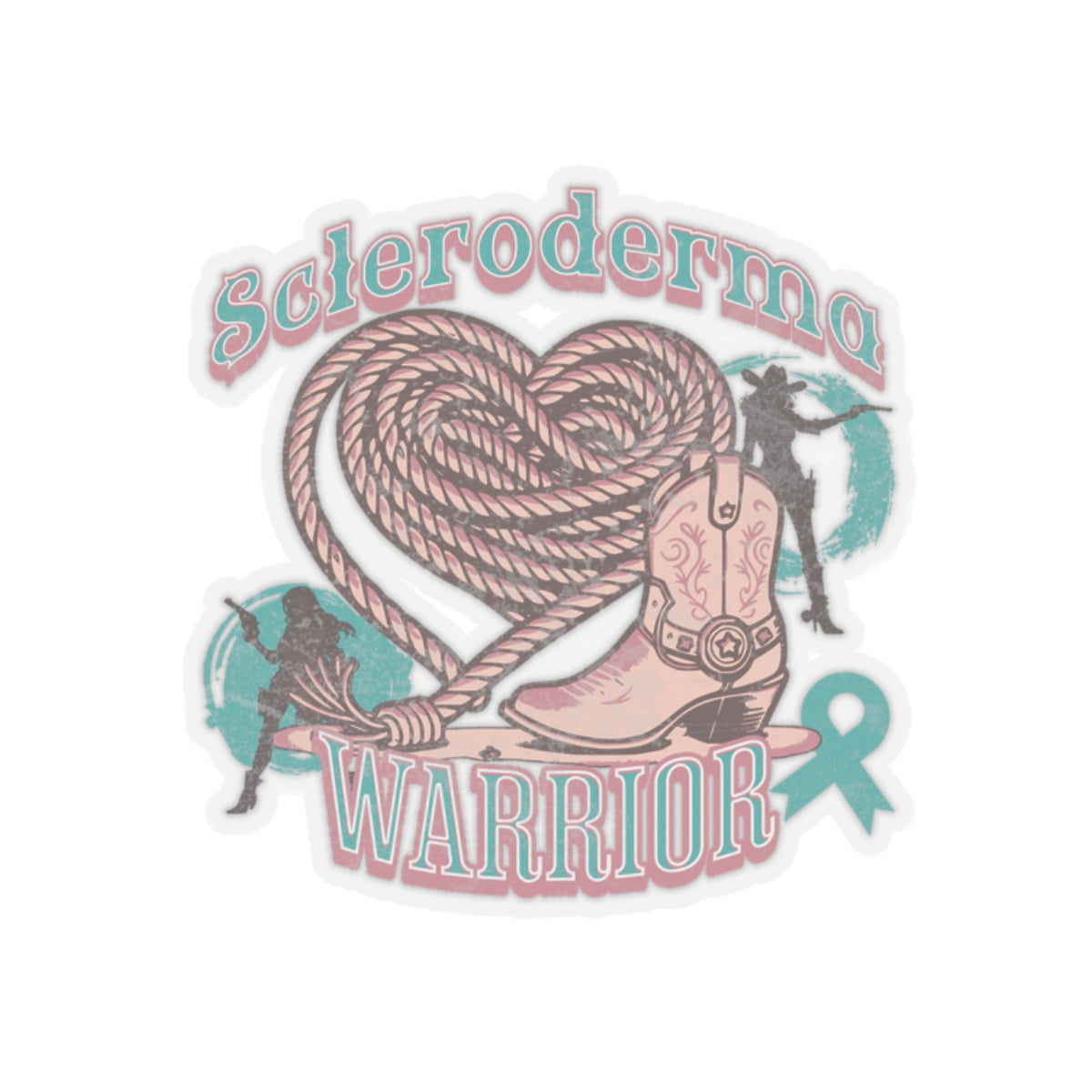 Scleroderma Warrior Valentine Western themeKiss-Cut Stickers