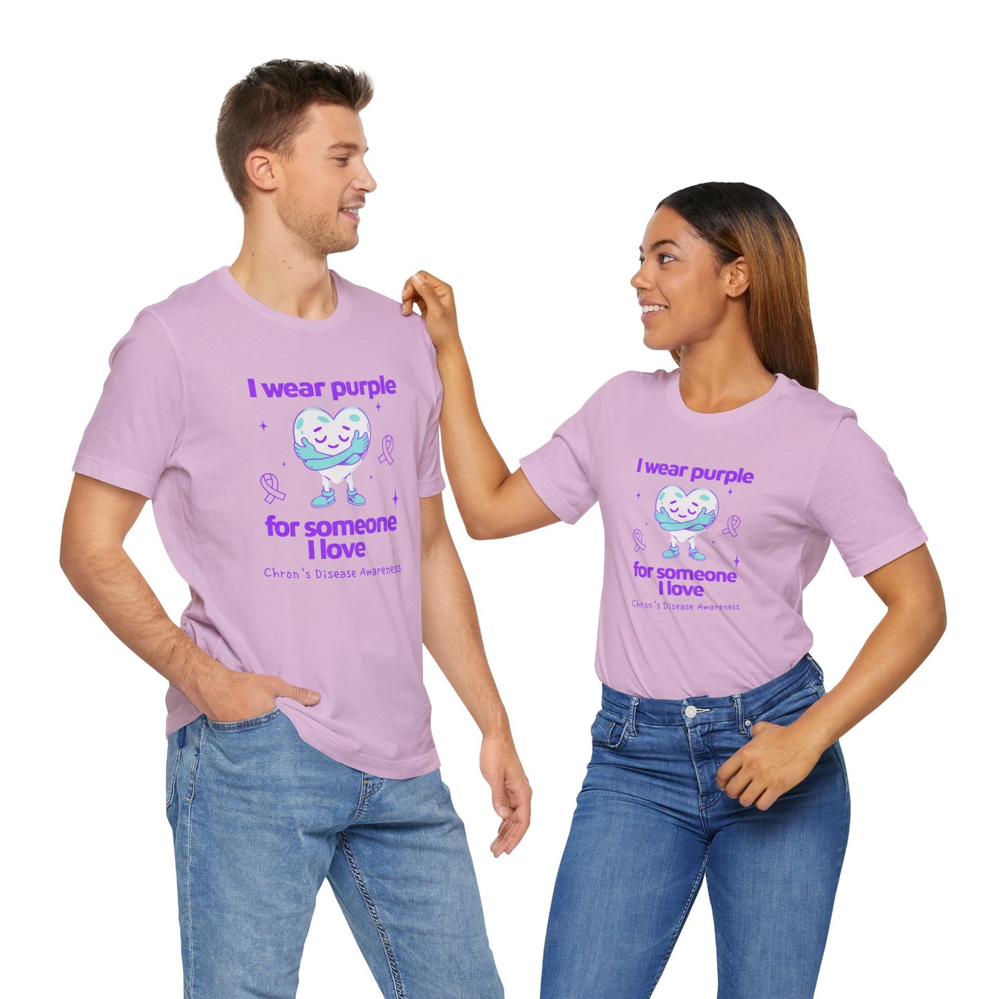 Chron's Disease Awareness I Wear Purple for Someone I Love Unisex Jersey Short Sleeve Tee