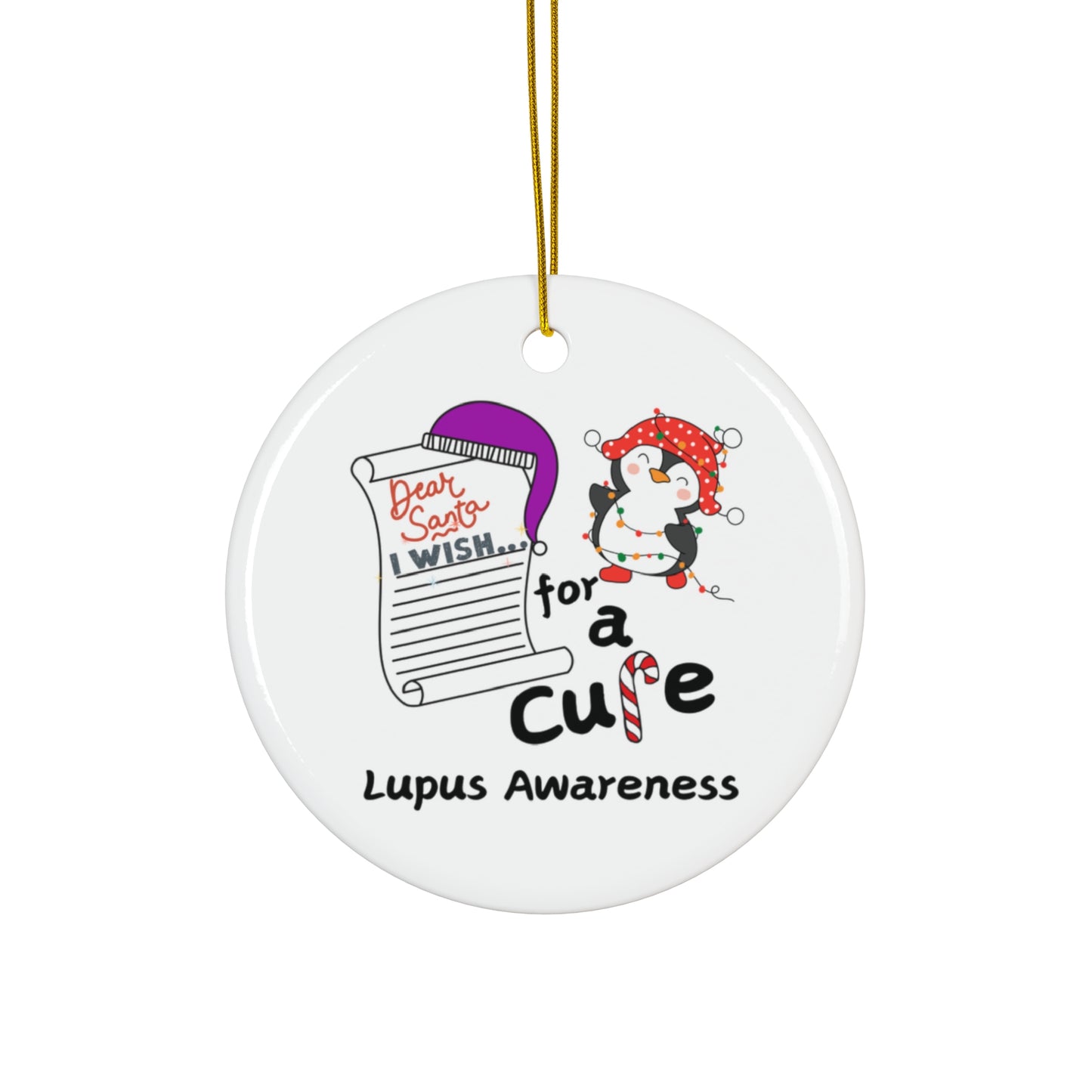 Ceramic Ornament, 4 Shapes, Lupus Awareness, Christmas Decor, Home Decor