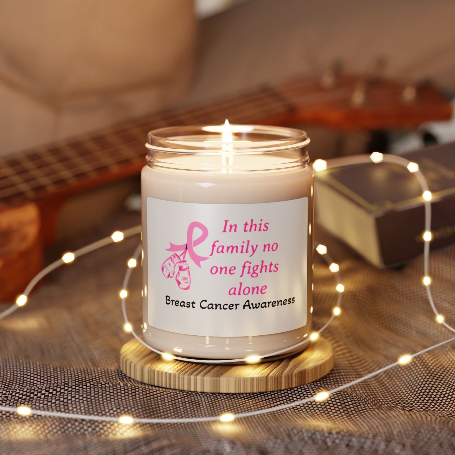 Soy Candle, Breast Cancer Awareness Candle, Pink Ribbon Candle, Supportive Family Candle, Scented Candle, Pink Ribbon Decor, Cancer Survivor