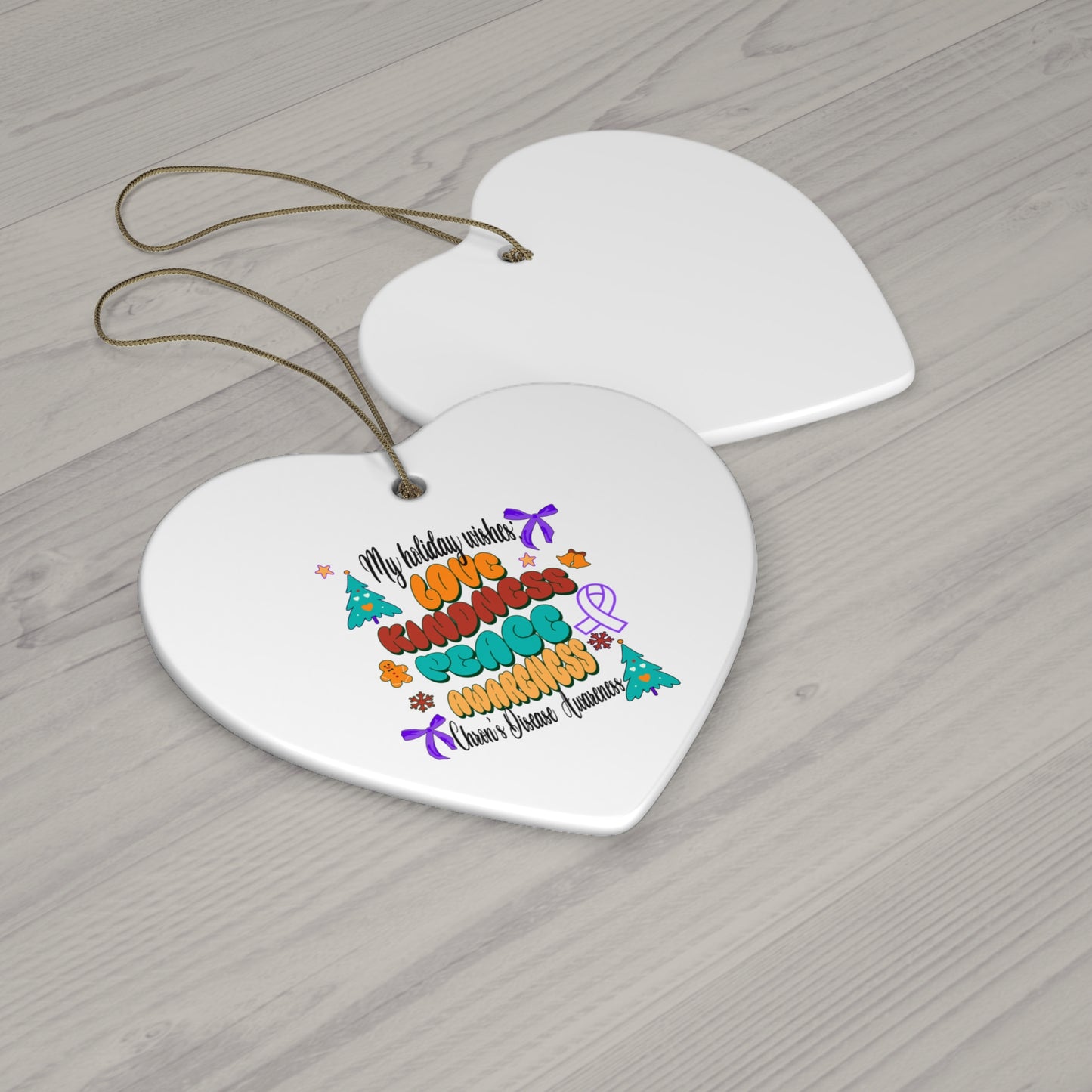 Chron's Disease Awareness Holiday Theme Ceramic Ornament, 4 Shapes