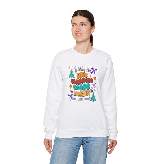 Chron's Disease Awareness Holiday Theme Crewneck Sweatshirt