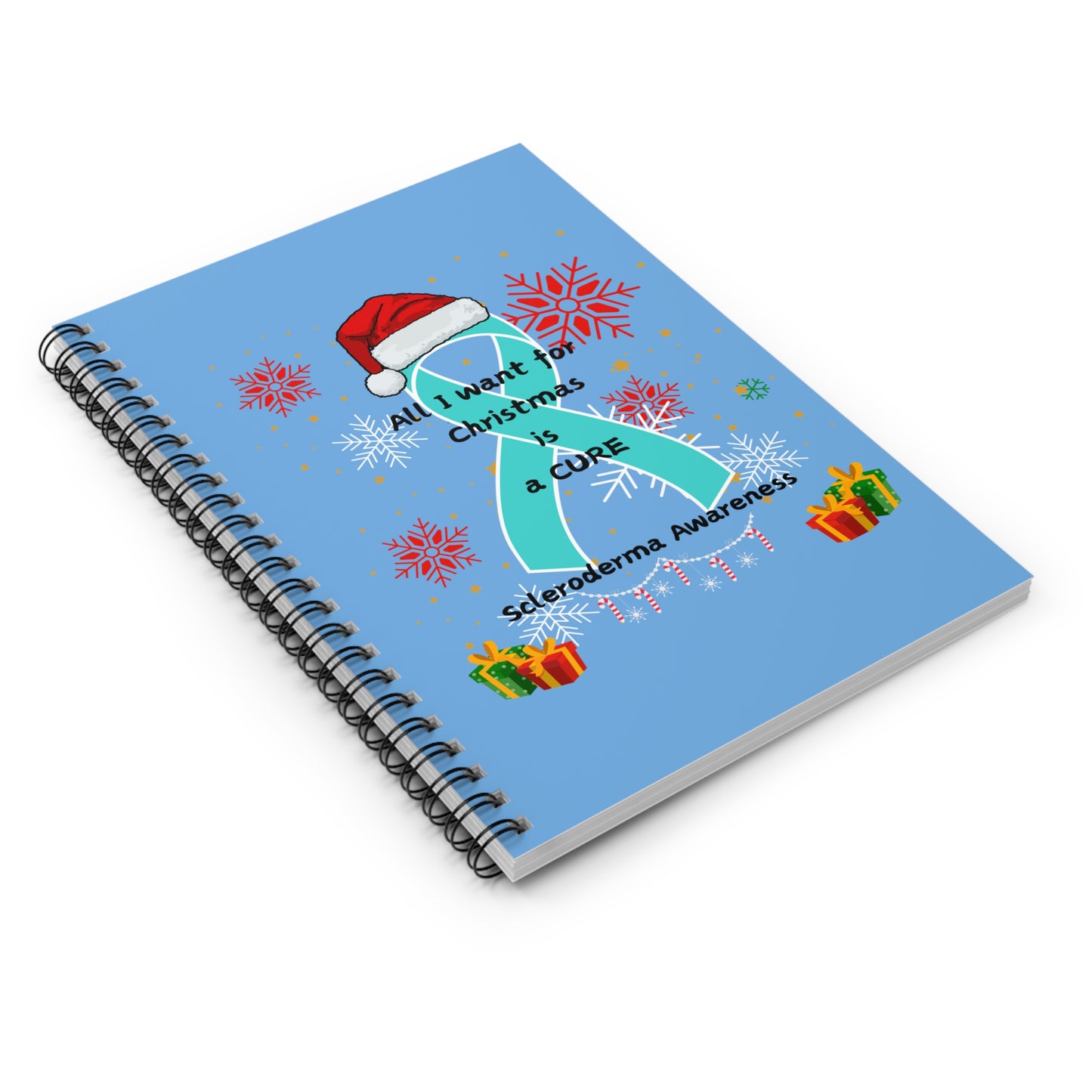 Scleroderma Awareness Spiral Notebook - Ruled Line- All I Want for Christmas is a Cure