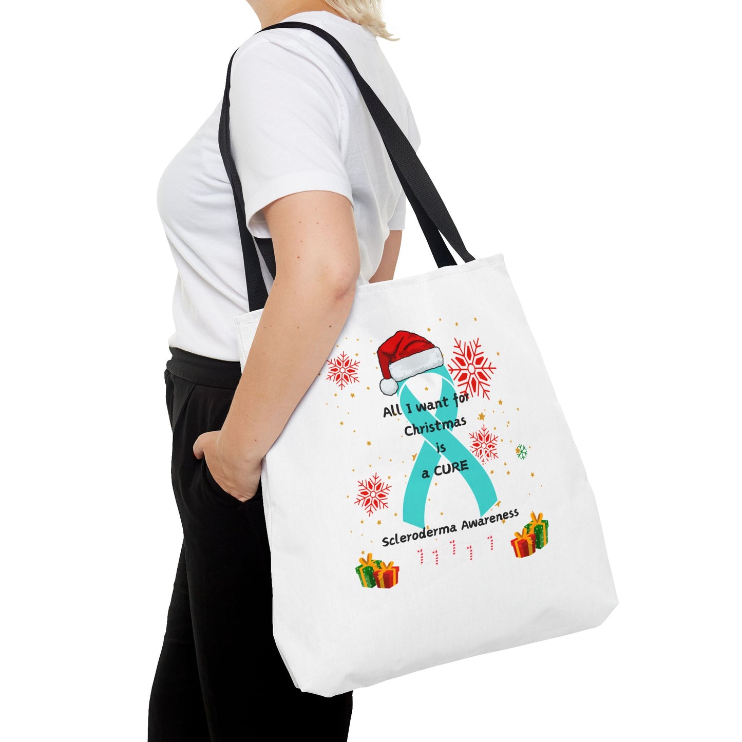 Scleroderma Awareness Tote Bag- All I Want for Christmas is a Cure