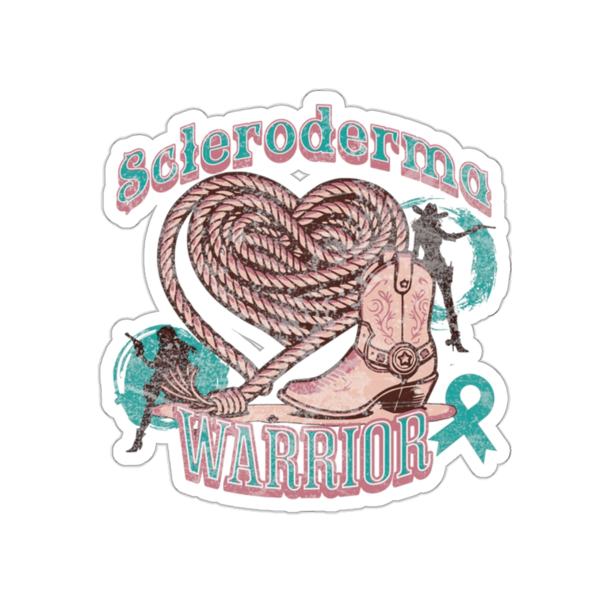 Scleroderma Warrior Valentine Western themeKiss-Cut Stickers