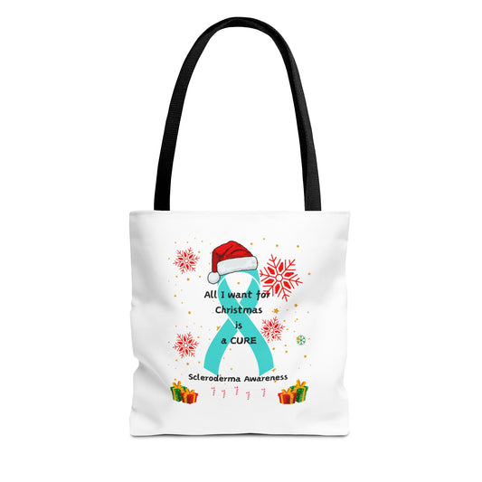 Scleroderma Awareness Tote Bag- All I Want for Christmas is a Cure