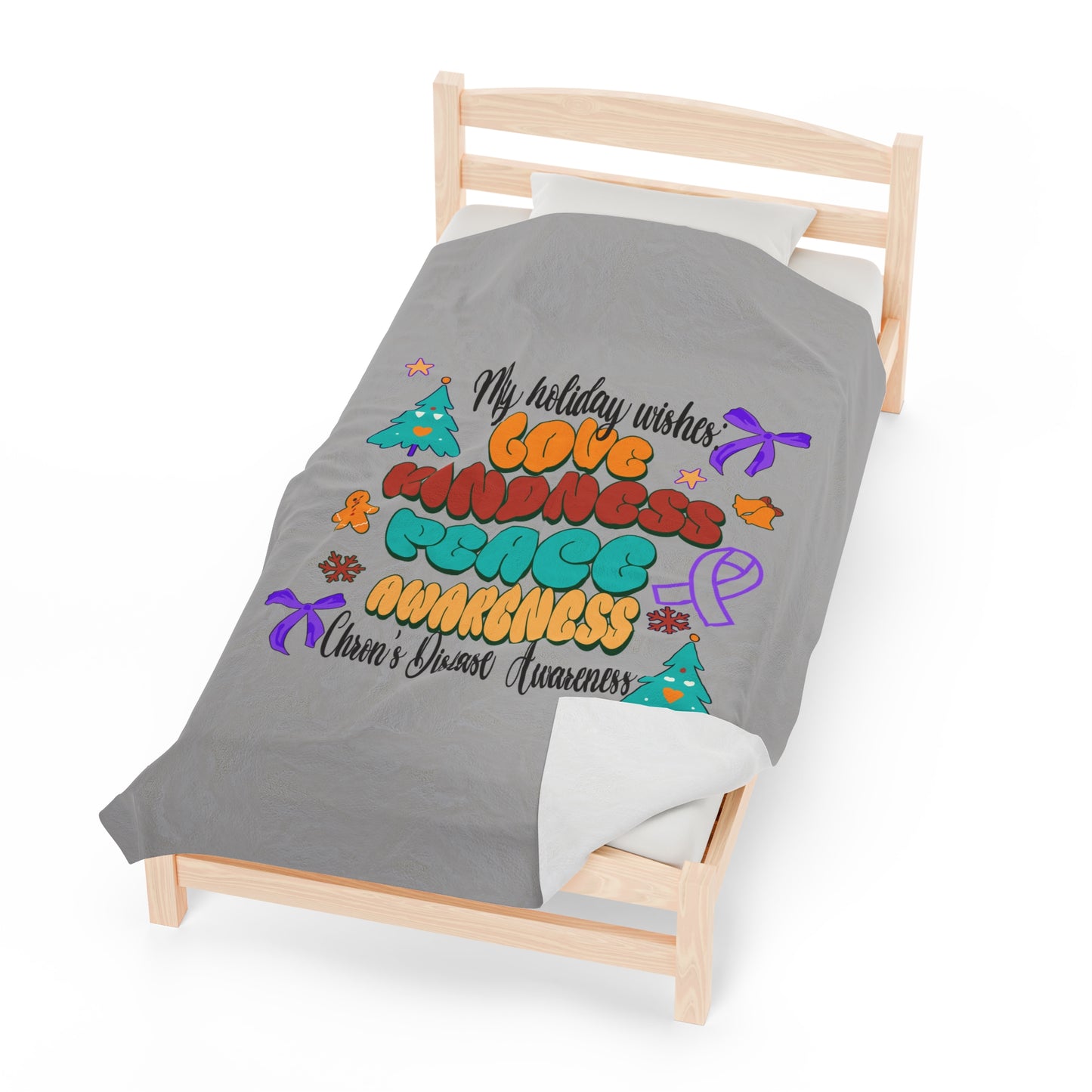 Chron's Disease Awareness Holiday Velveteen Plush Blanket