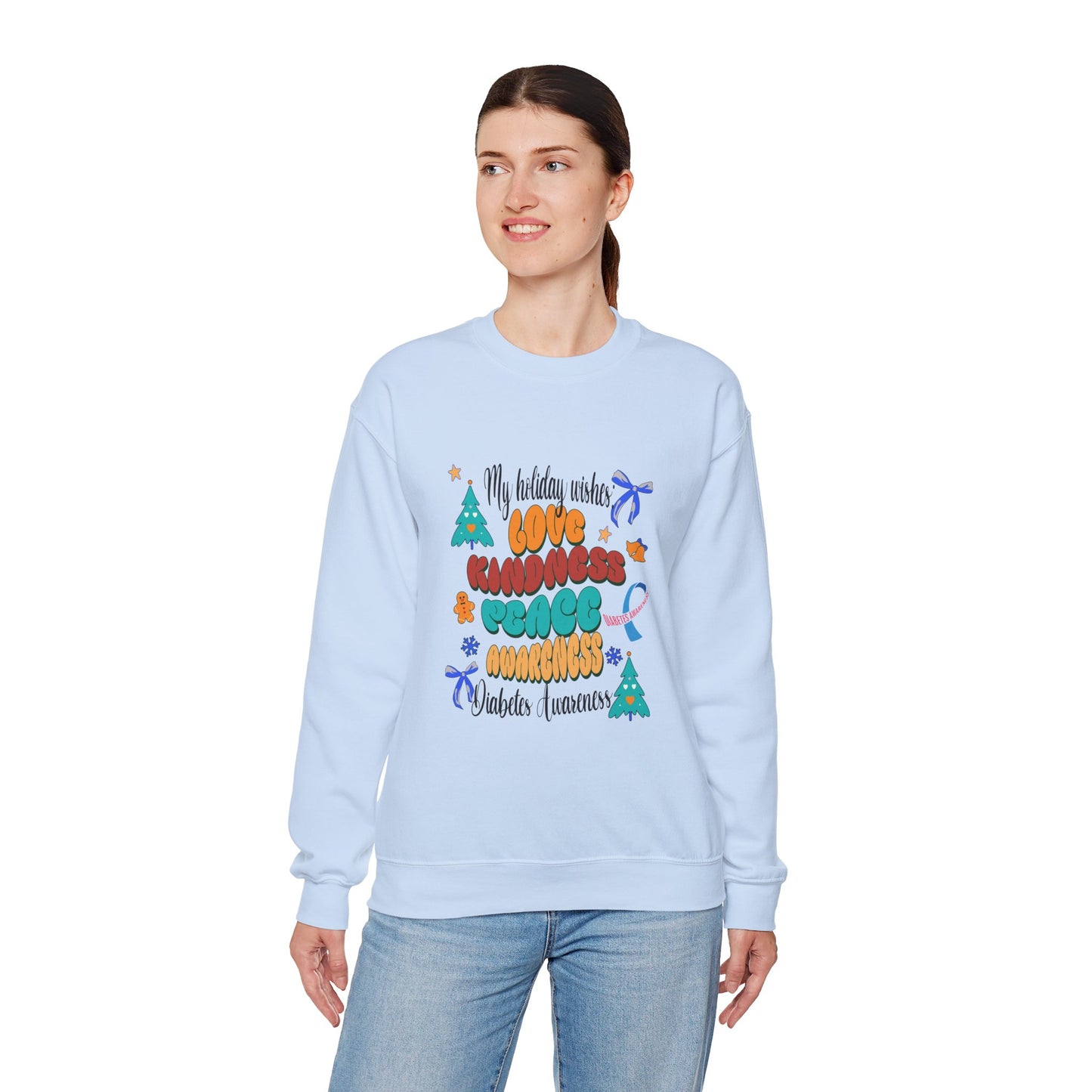 Diabetes Awareness Holiday Wishes Unisex Crewneck Sweatshirt