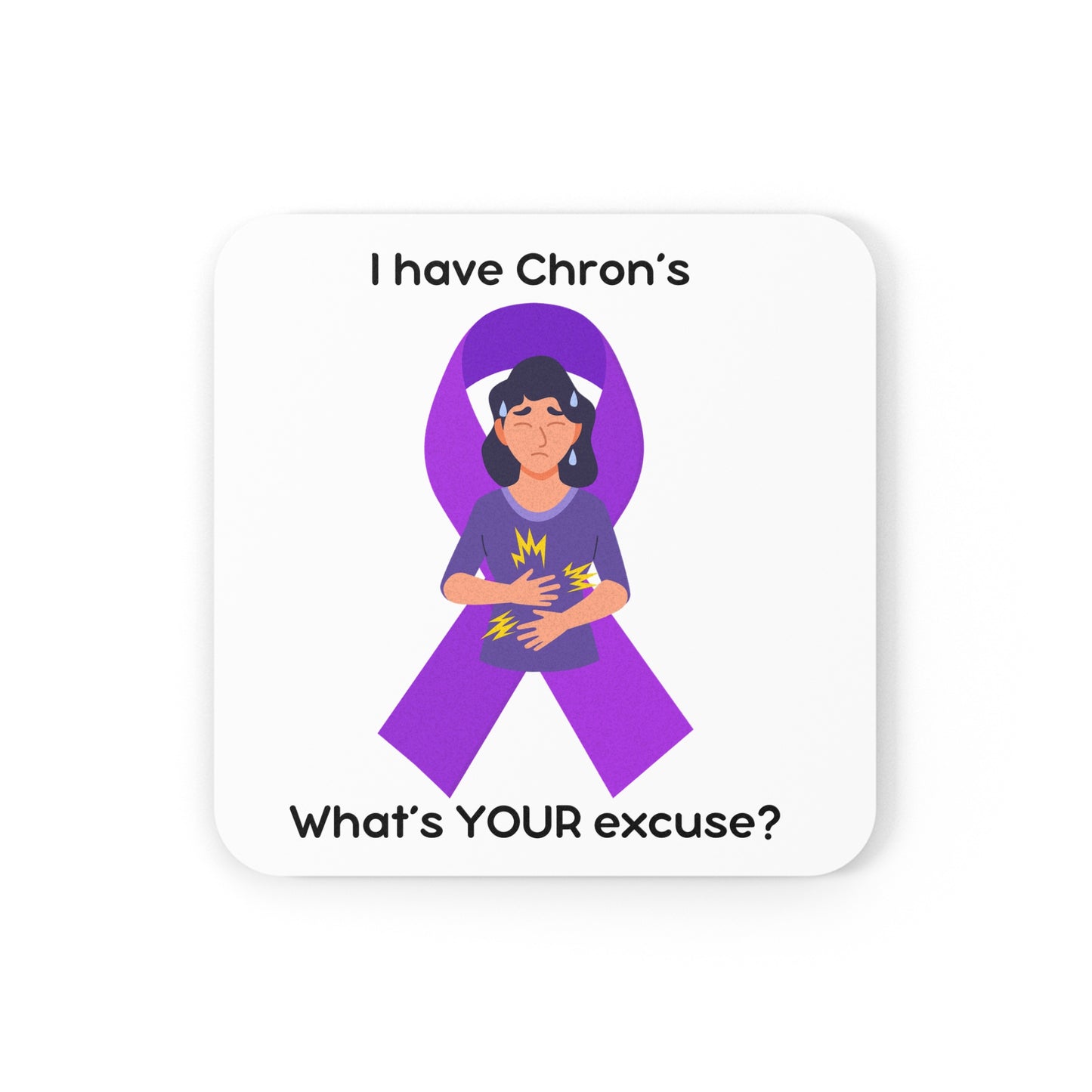 Chron's Disease Awareness Cork Back Coaster