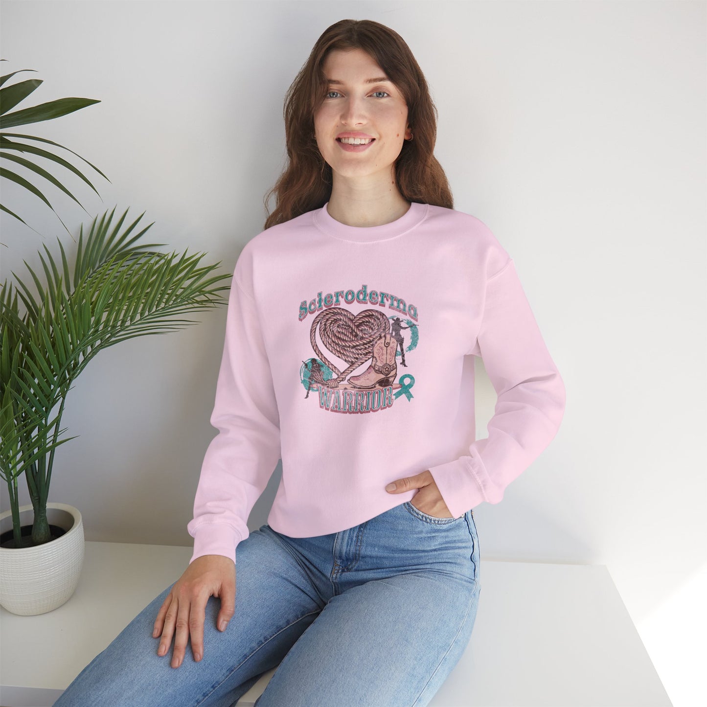 Scleroderma Warrior Valentine western themed Unisex Crewneck Sweatshirt