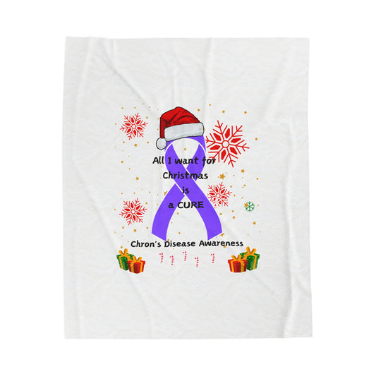 Chron's Disease Awareness All I Want for Christmas Velveteen Plush Blanket