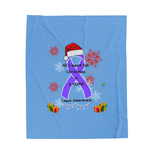 Lupus Awareness All I Want for Christmas Velveteen Plush Blanket