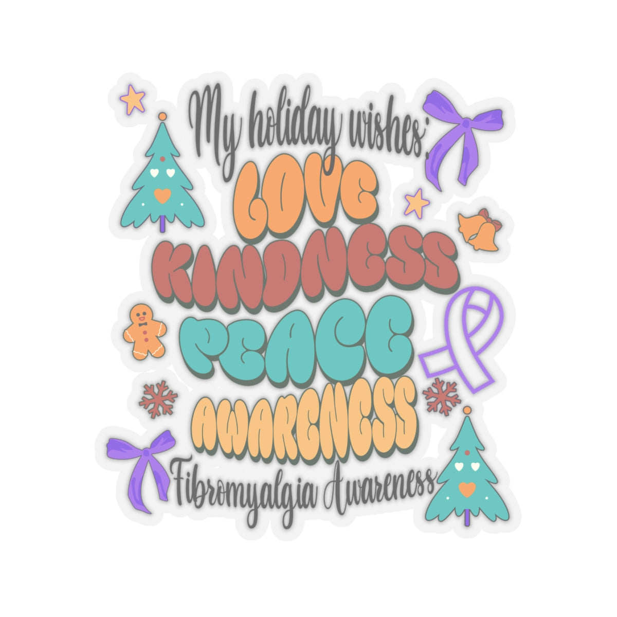 Fibromyalgia Awareness Holiday Wishes Stickers