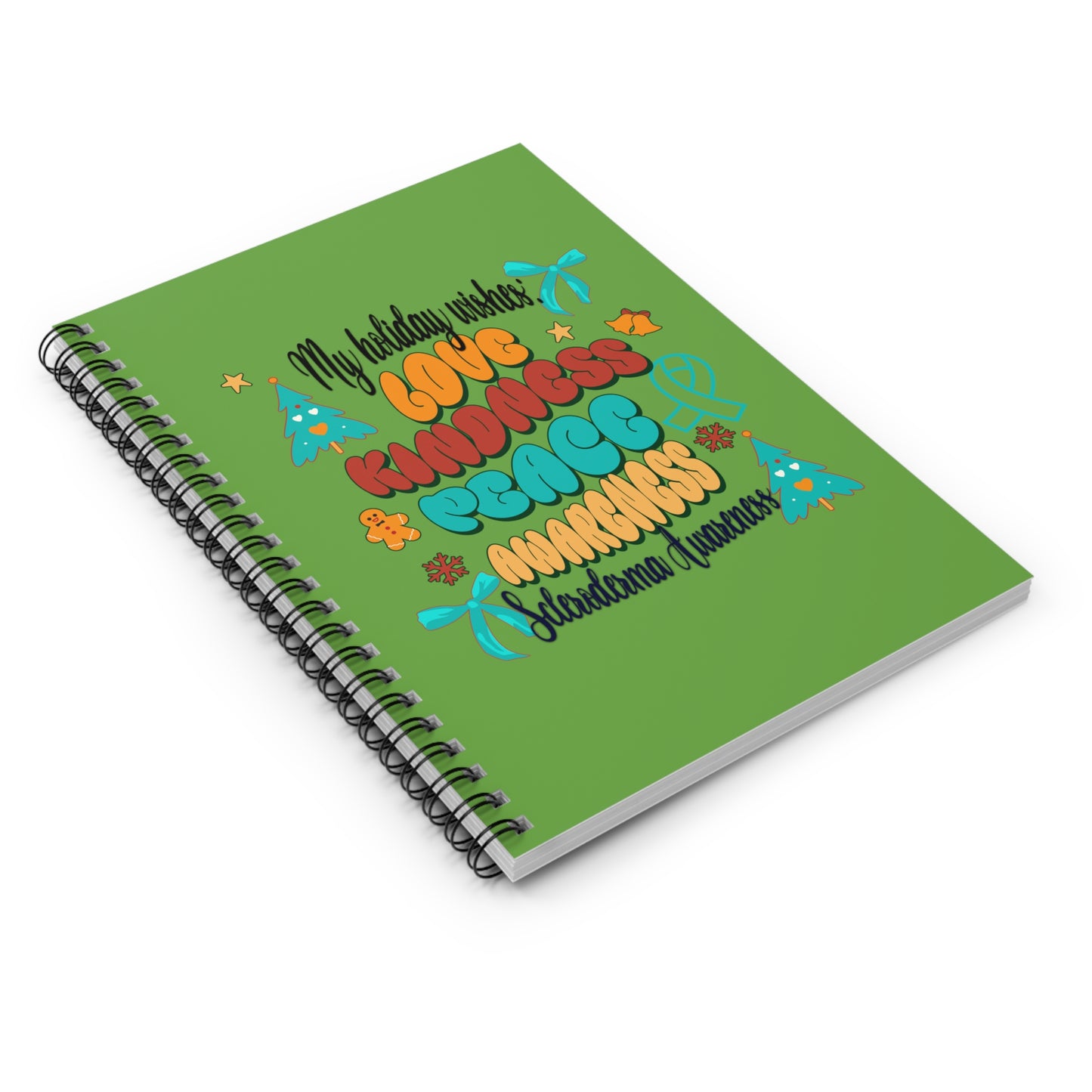 Scleroderma Awareness Holiday Wishes Spiral Notebook - Ruled Line