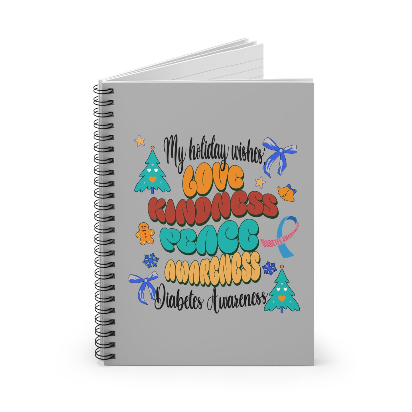 Diabetes Awareness Holiday Wishes Spiral Notebook - Ruled Line