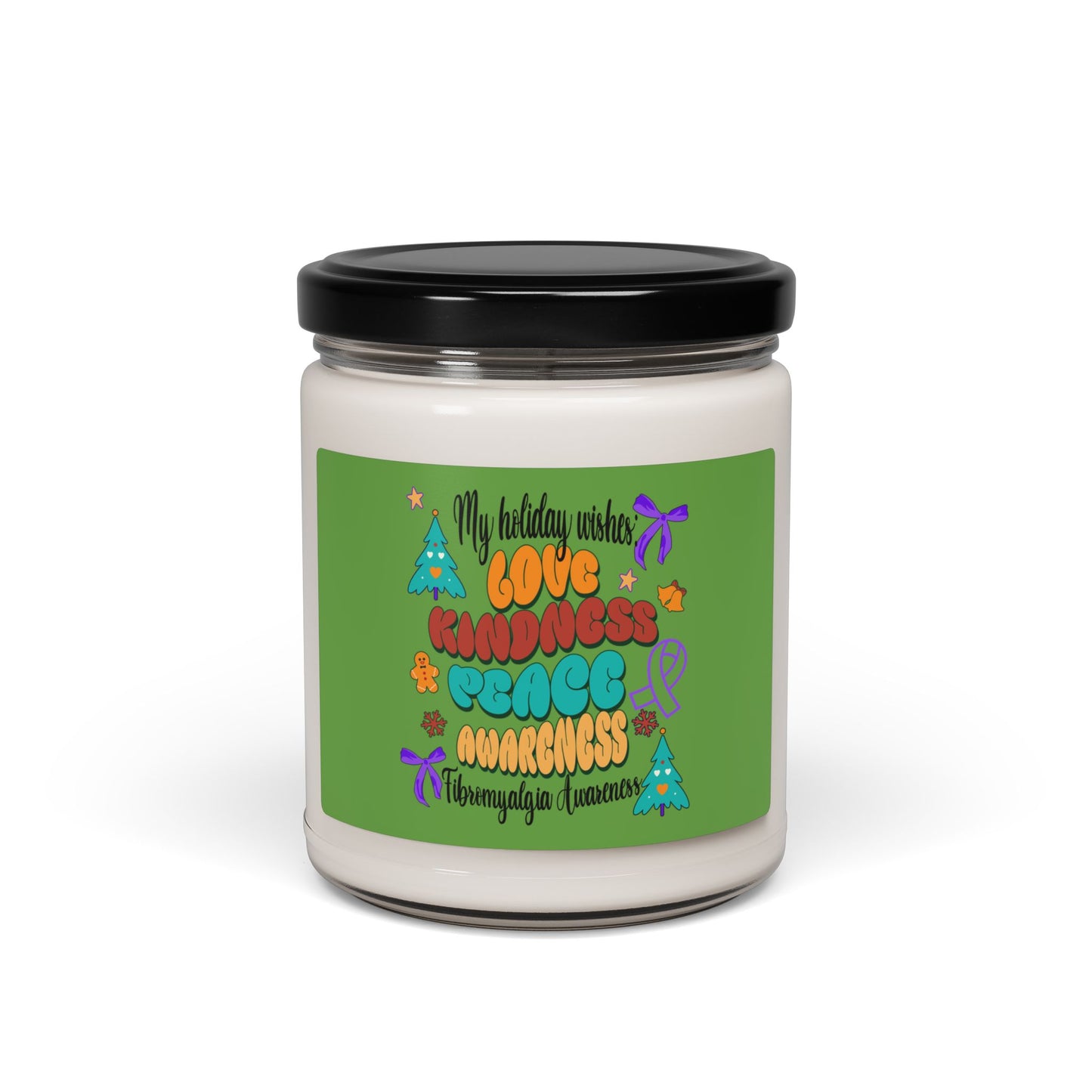 Fibromyalgia Awareness Holiday Wishes Scented Soy Candle, 9oz