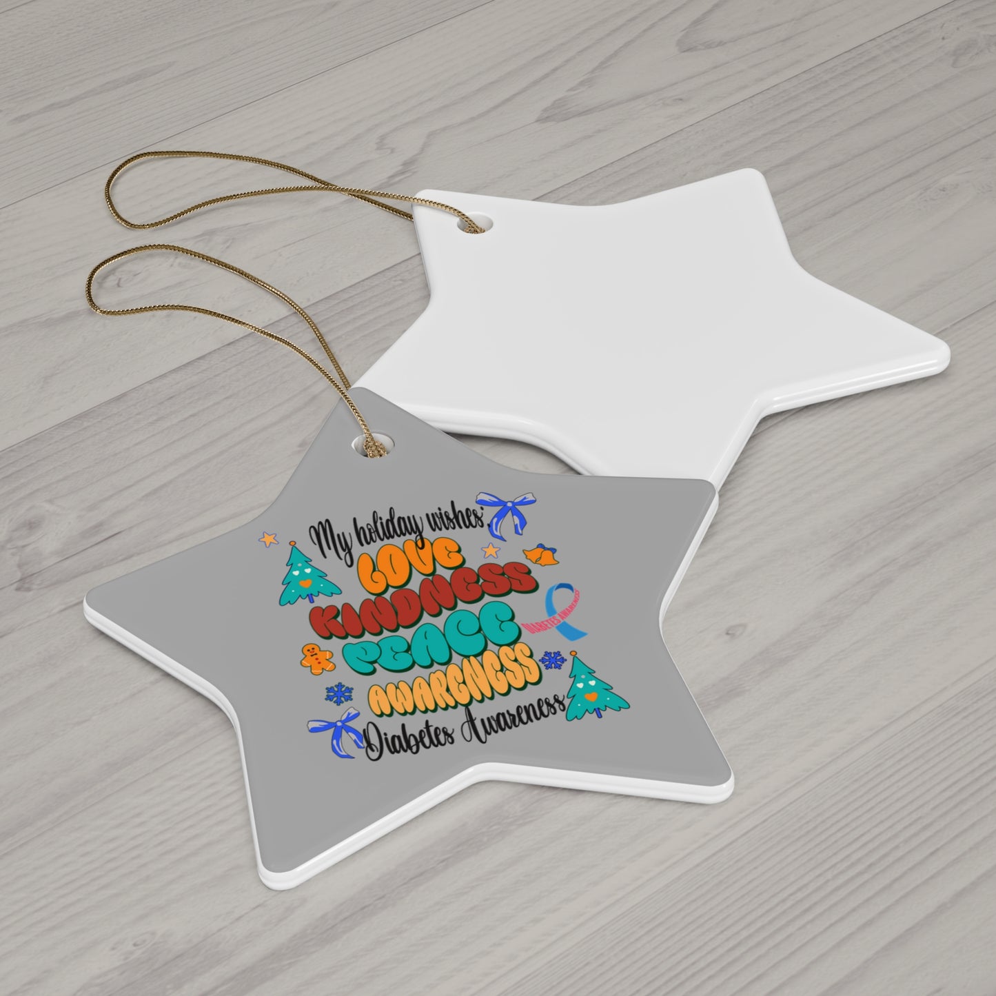 Diabetes Awareness Holiday Wishes Ceramic Ornament, 4 Shapes