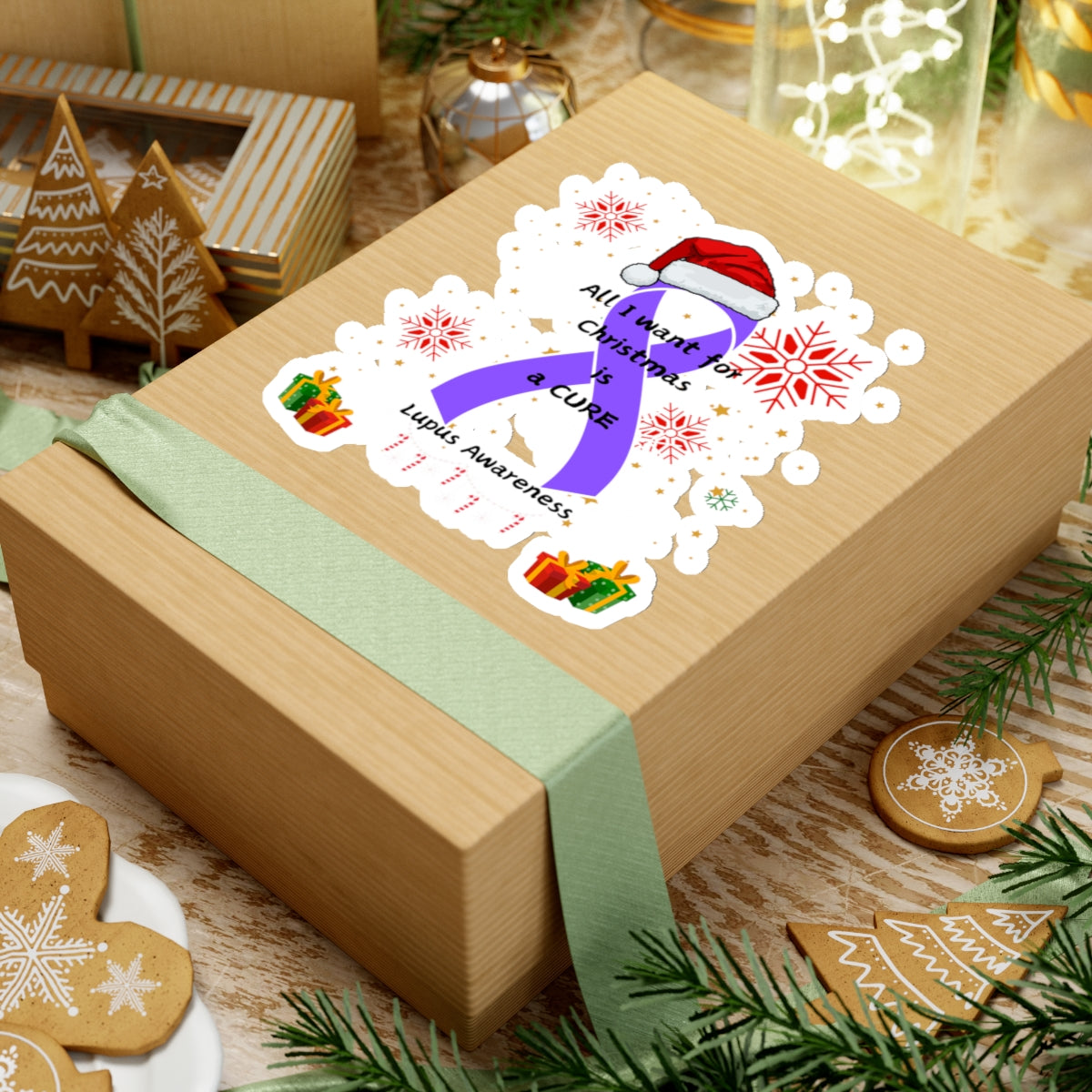 Lupus Awareness All I Want for Christmas Kiss-Cut Stickers