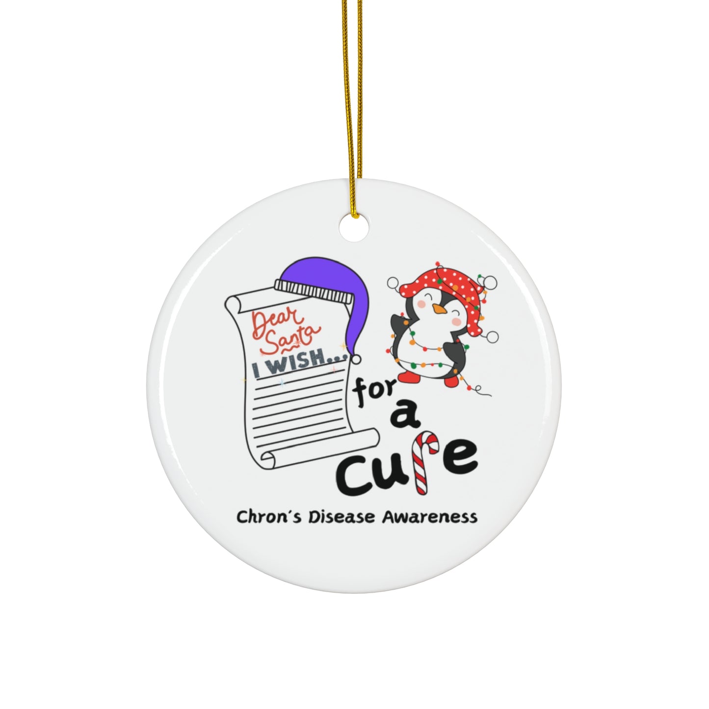 Ceramic Ornament, 4 Shapes, Chron's Disease Awareness, Holiday Gift Ideas