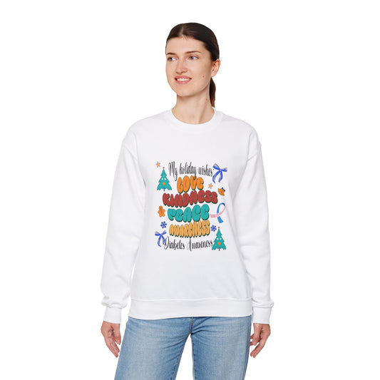 Diabetes Awareness Holiday Wishes Unisex Crewneck Sweatshirt