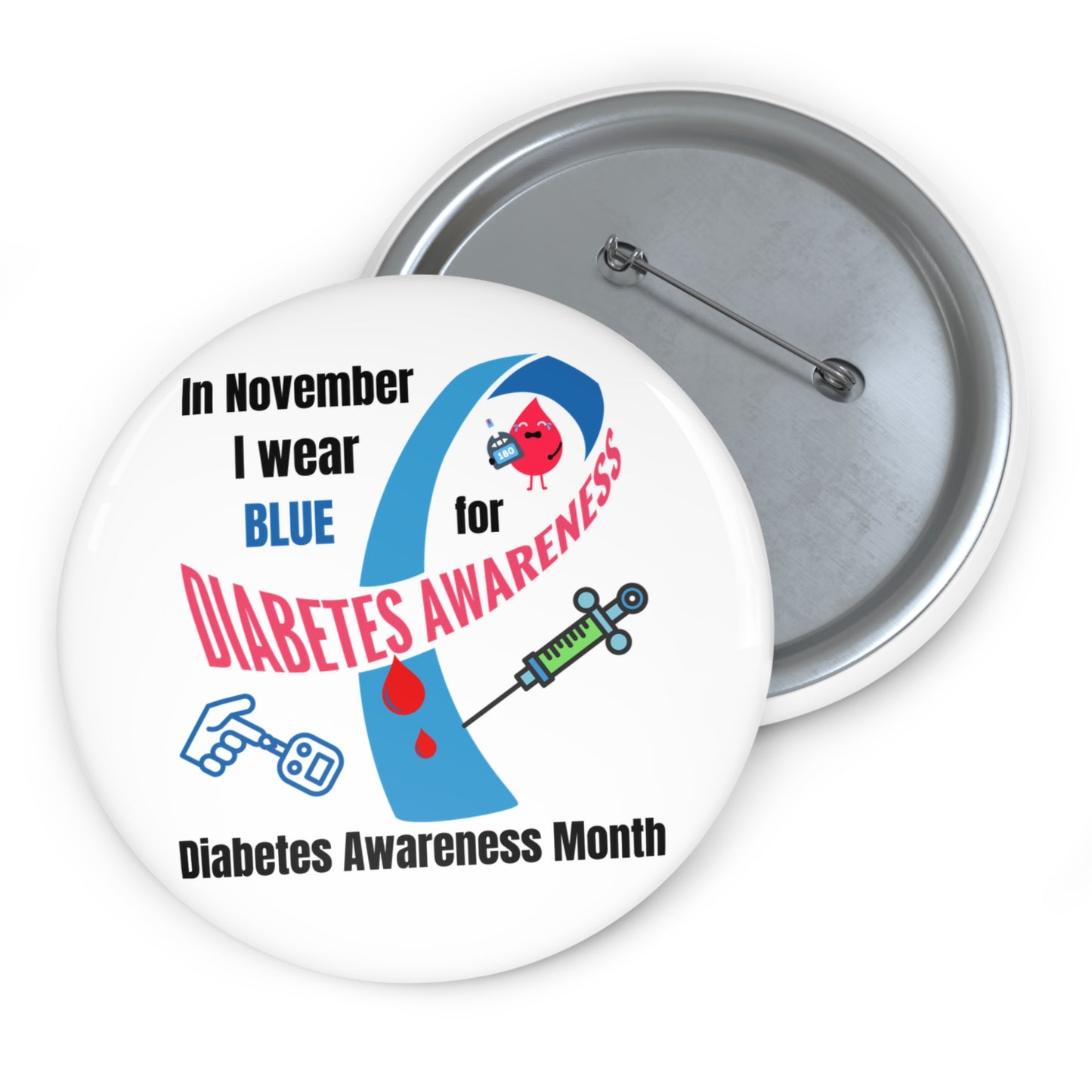 Diabetes Awareness Accessory Pin Buttons