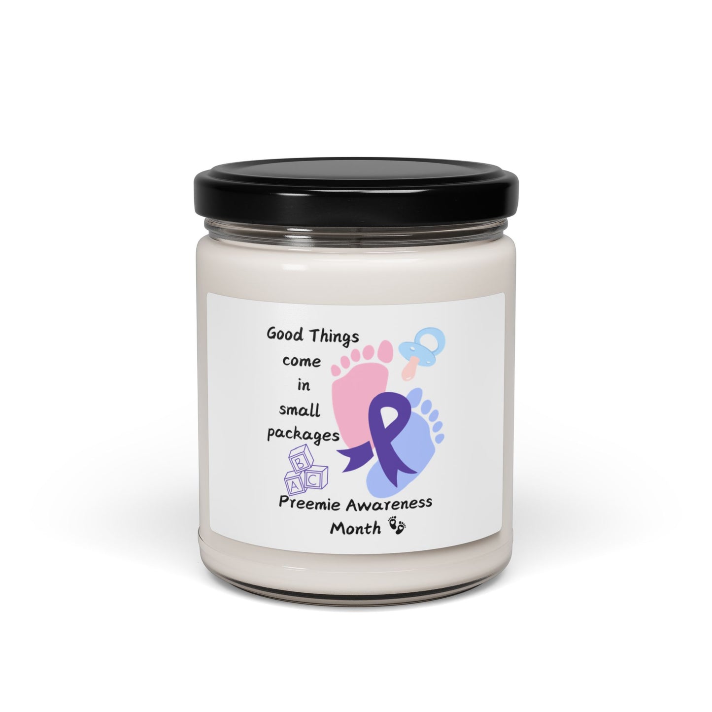 Preemie Awareness Prematurity Awareness Scented Soy Candle, 9oz