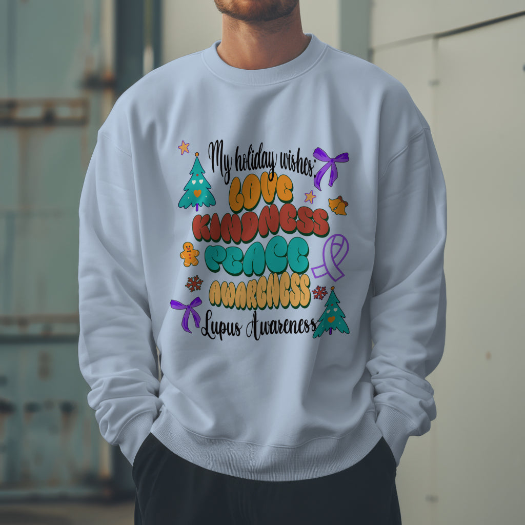 Lupus Awareness Holiday Wishes Crewneck Sweatshirt