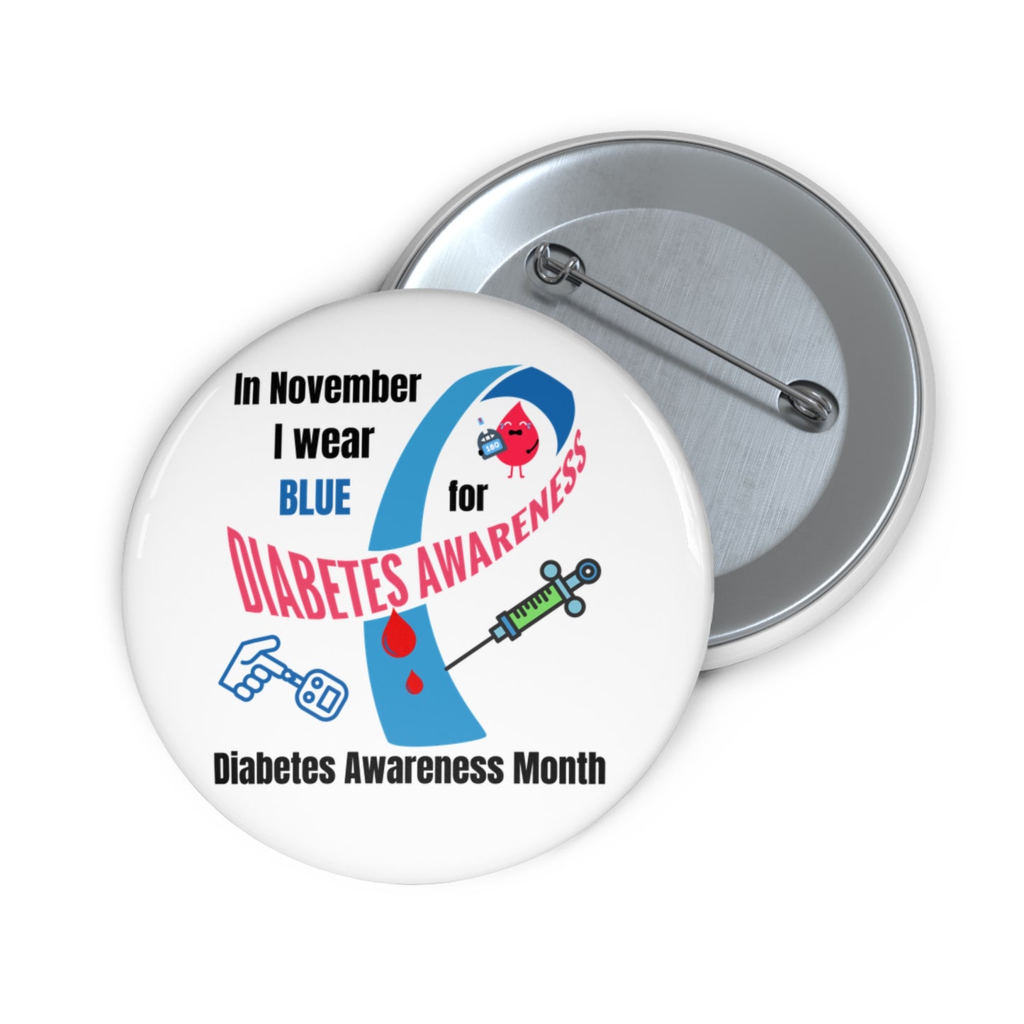 Diabetes Awareness Accessory Pin Buttons