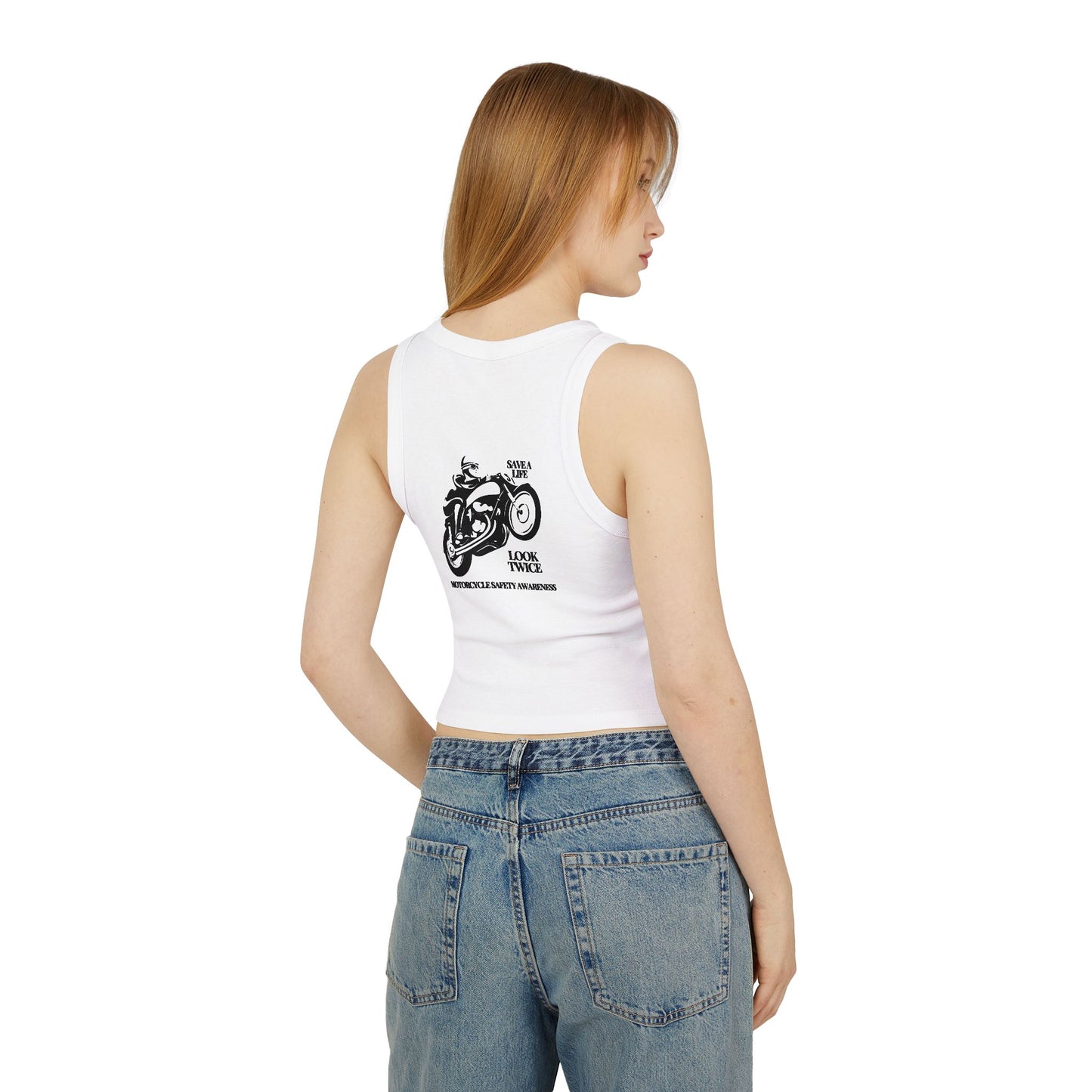 Motorcycle Safety Awareness Women's Micro Rib Racer Tank Top