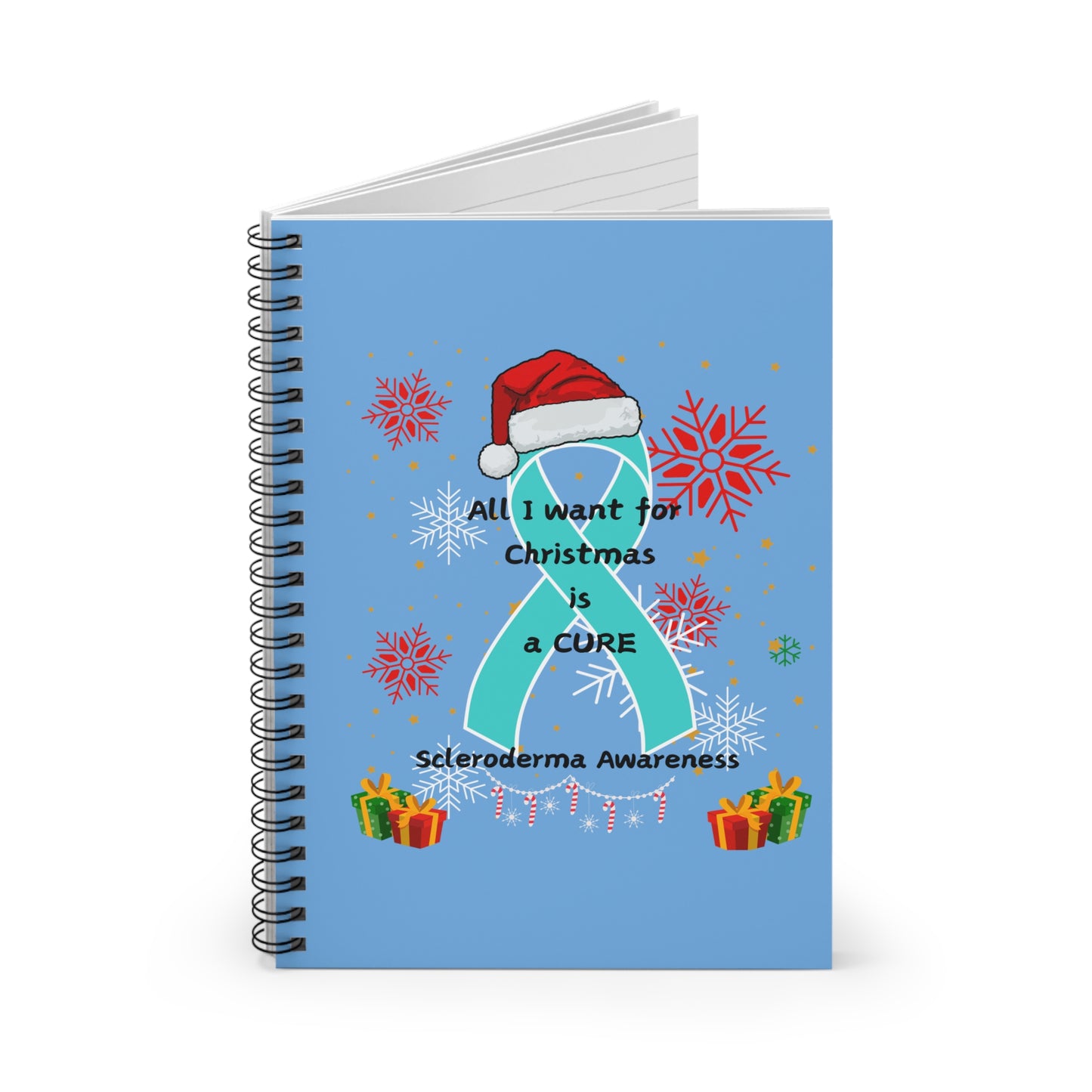 Scleroderma Awareness Spiral Notebook - Ruled Line- All I Want for Christmas is a Cure