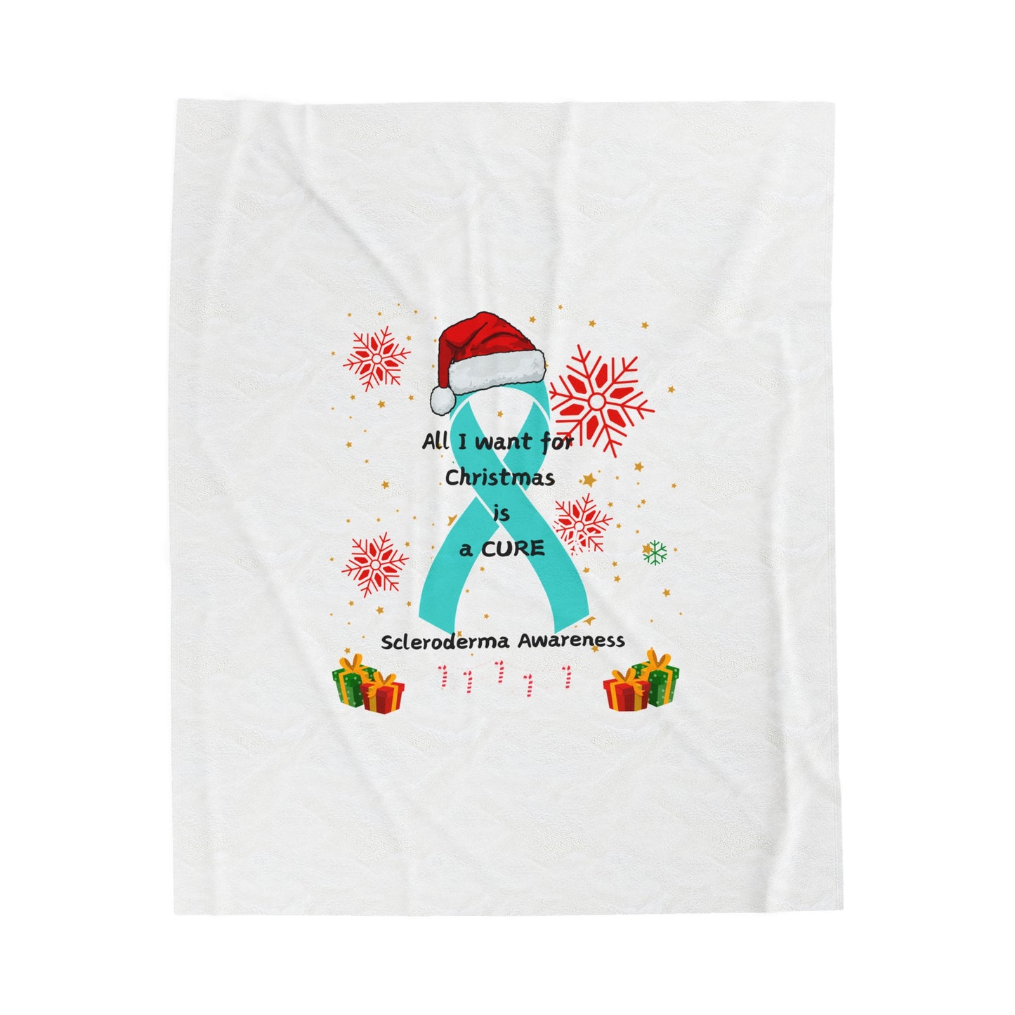 Scleroderma Awareness Velveteen Plush Blanket All I Want for Christmas is a Cure