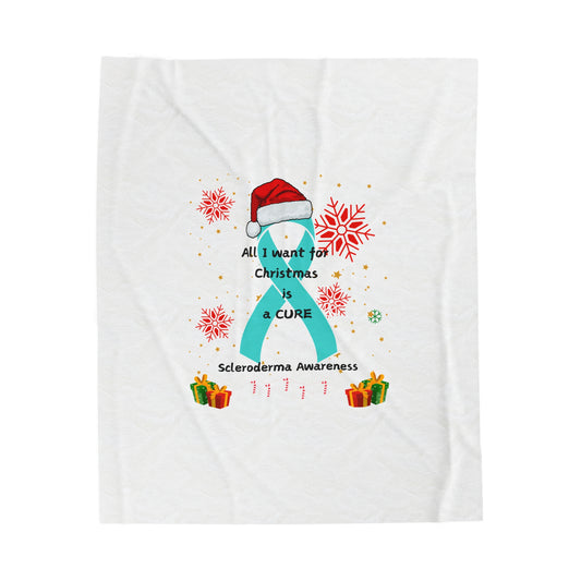 Scleroderma Awareness Velveteen Plush Blanket All I Want for Christmas is a Cure