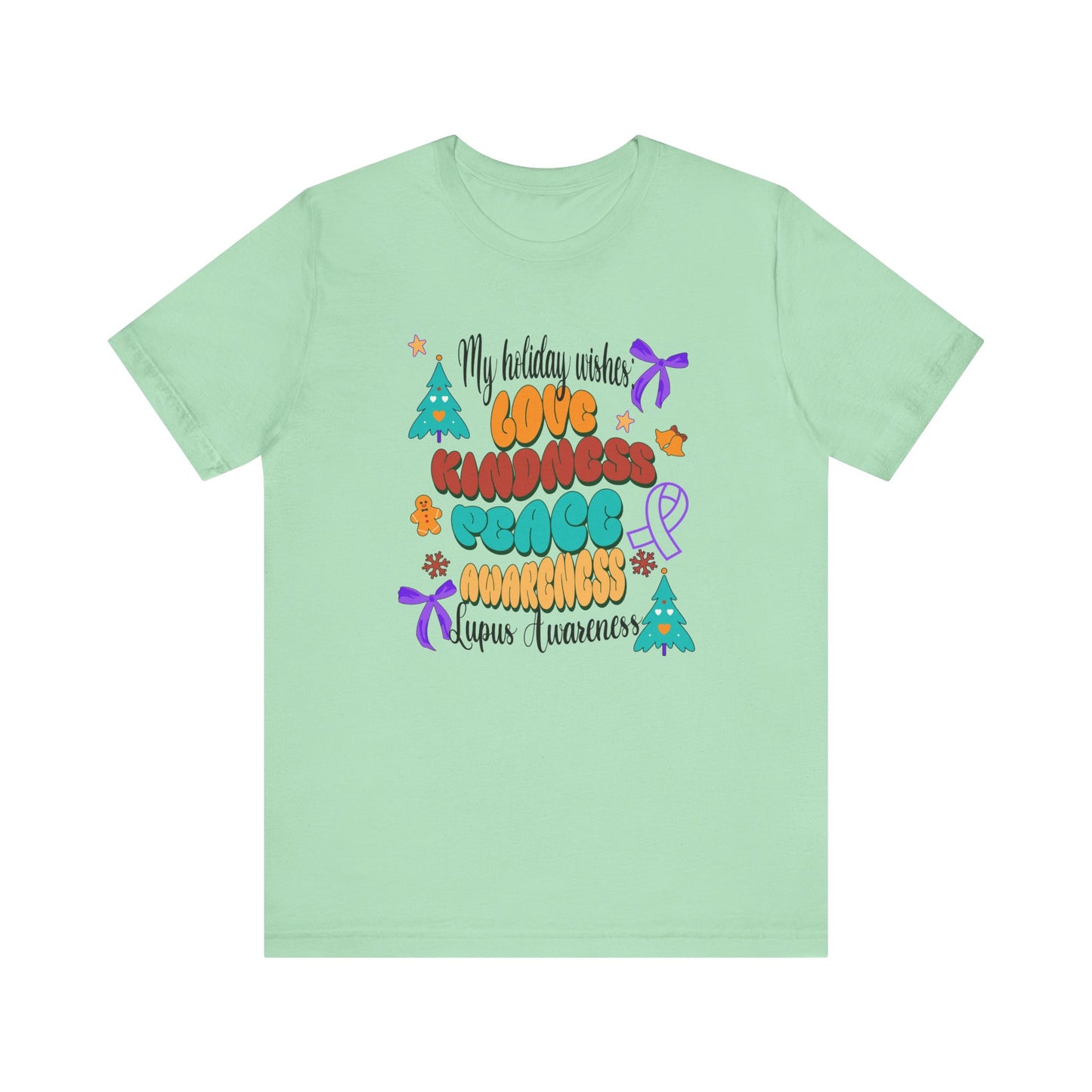 Lupus Awareness Holiday Wishes Unisex Jersey Short Sleeve Tee