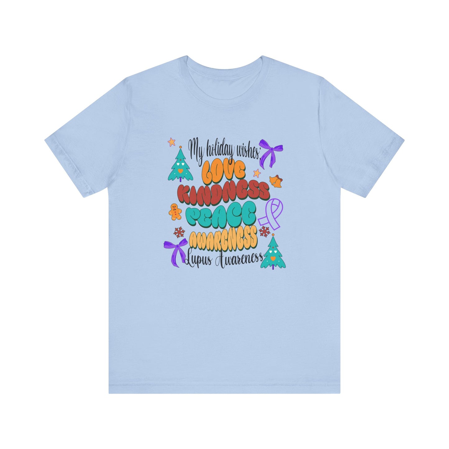 Lupus Awareness Holiday Wishes Unisex Jersey Short Sleeve Tee