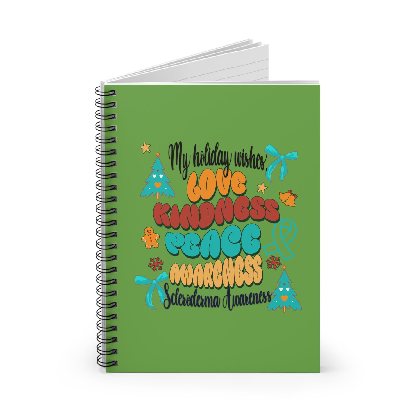 Scleroderma Awareness Holiday Wishes Spiral Notebook - Ruled Line