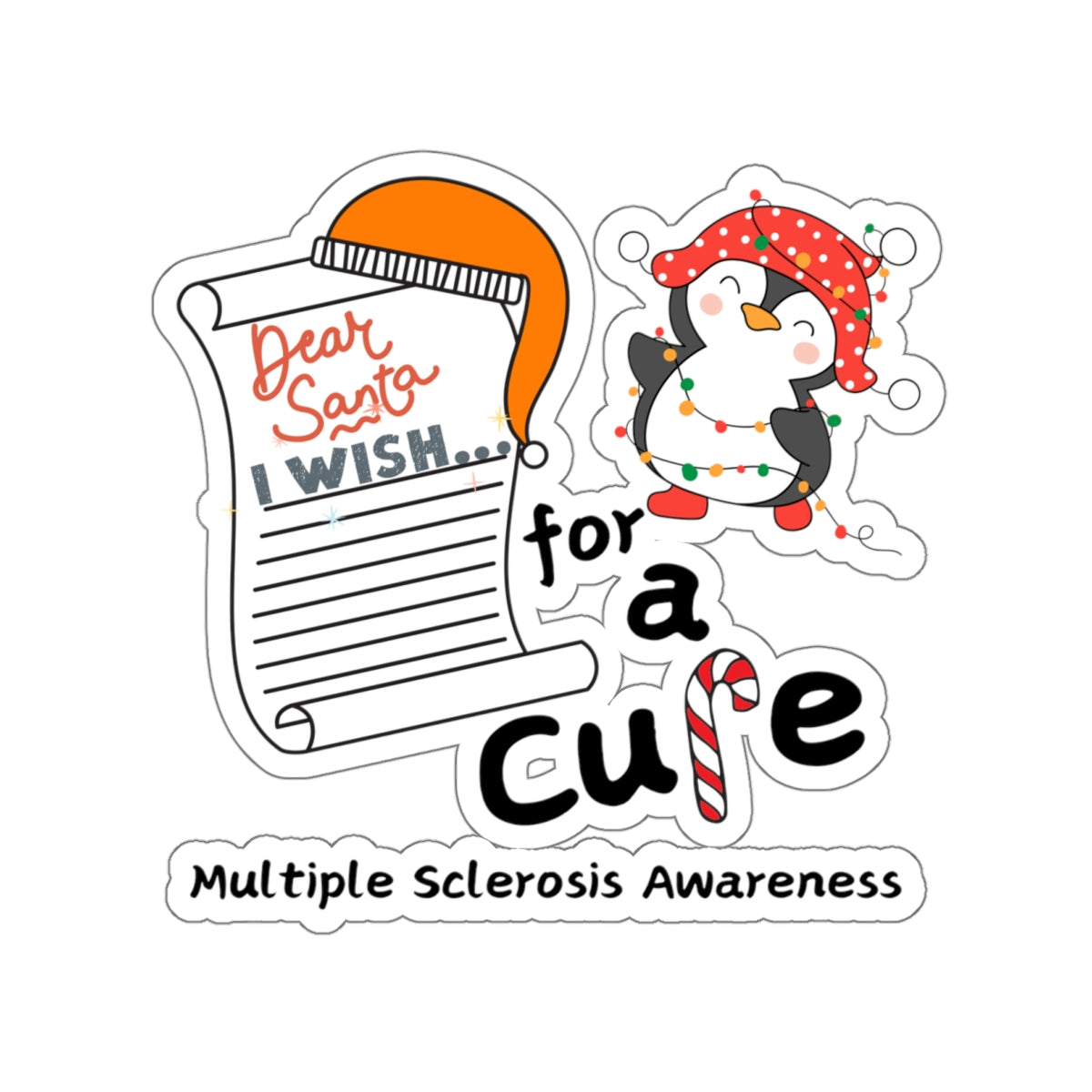 Holiday Stickers, Multiple Sclerosis Awareness Stickers, Decals, Holiday Gift Ideas