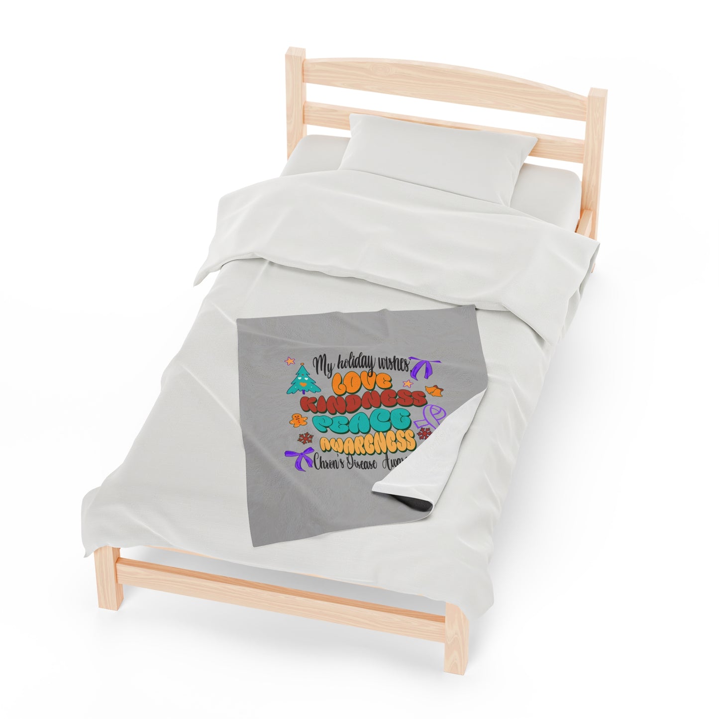 Chron's Disease Awareness Holiday Velveteen Plush Blanket