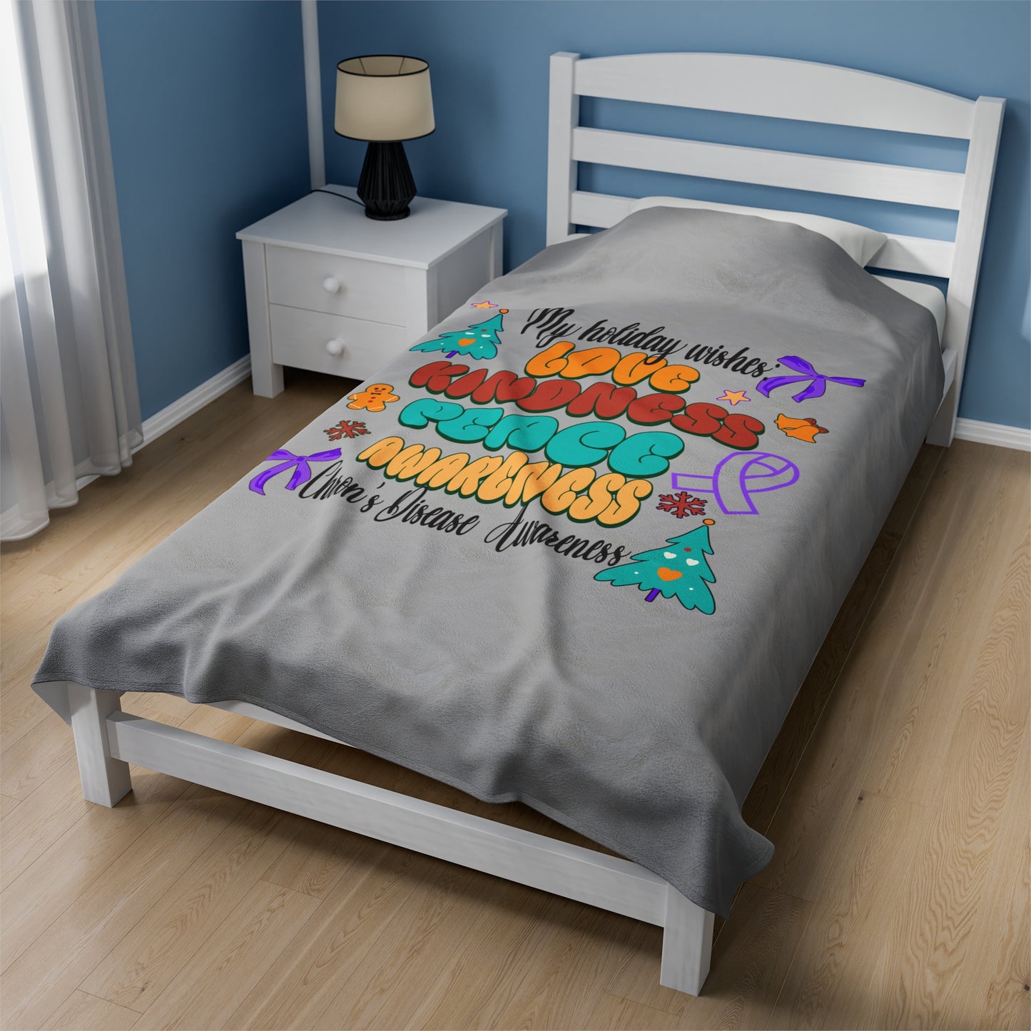 Chron's Disease Awareness Holiday Velveteen Plush Blanket