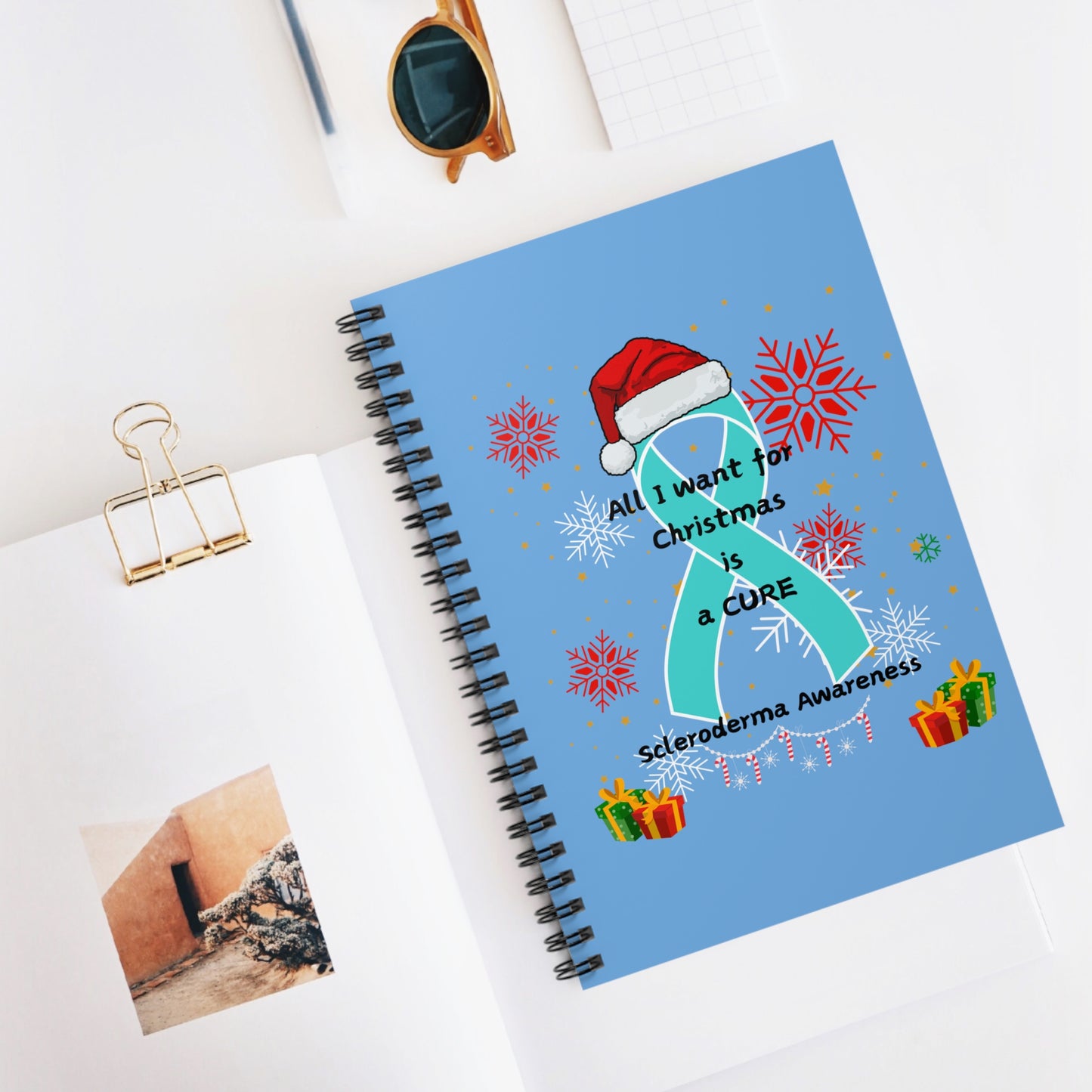 Scleroderma Awareness Spiral Notebook - Ruled Line- All I Want for Christmas is a Cure