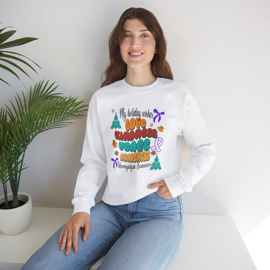 Fibromyalgia Awareness Holiday Wishes  Unisex Crewneck Sweatshirt