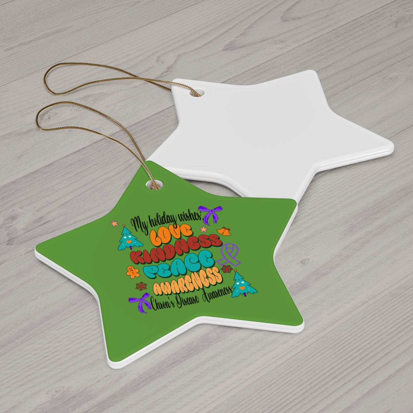 Chron's Disease Awareness Holiday Theme Ceramic Ornament, 4 Shapes