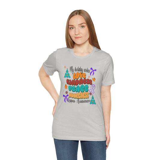 Lupus Awareness Holiday Wishes Unisex Jersey Short Sleeve Tee