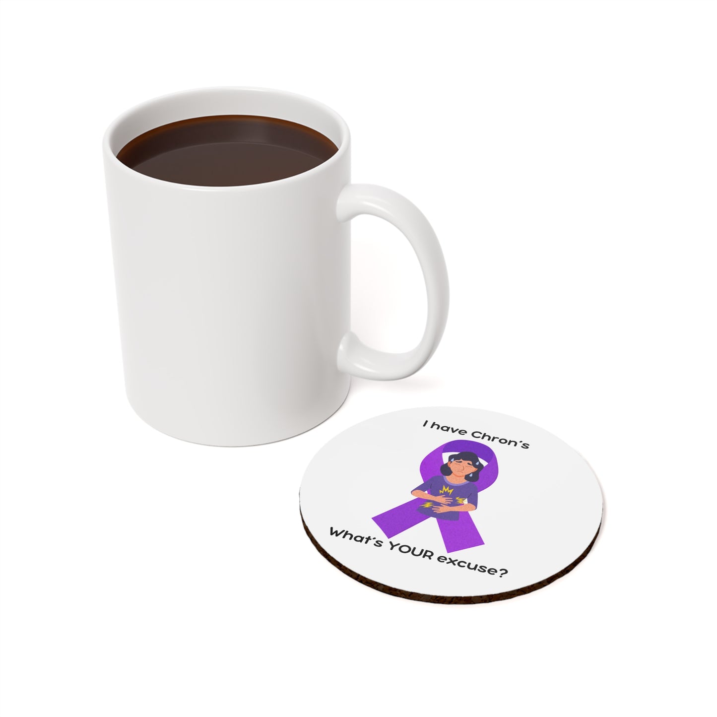 Chron's Disease Awareness Cork Back Coaster