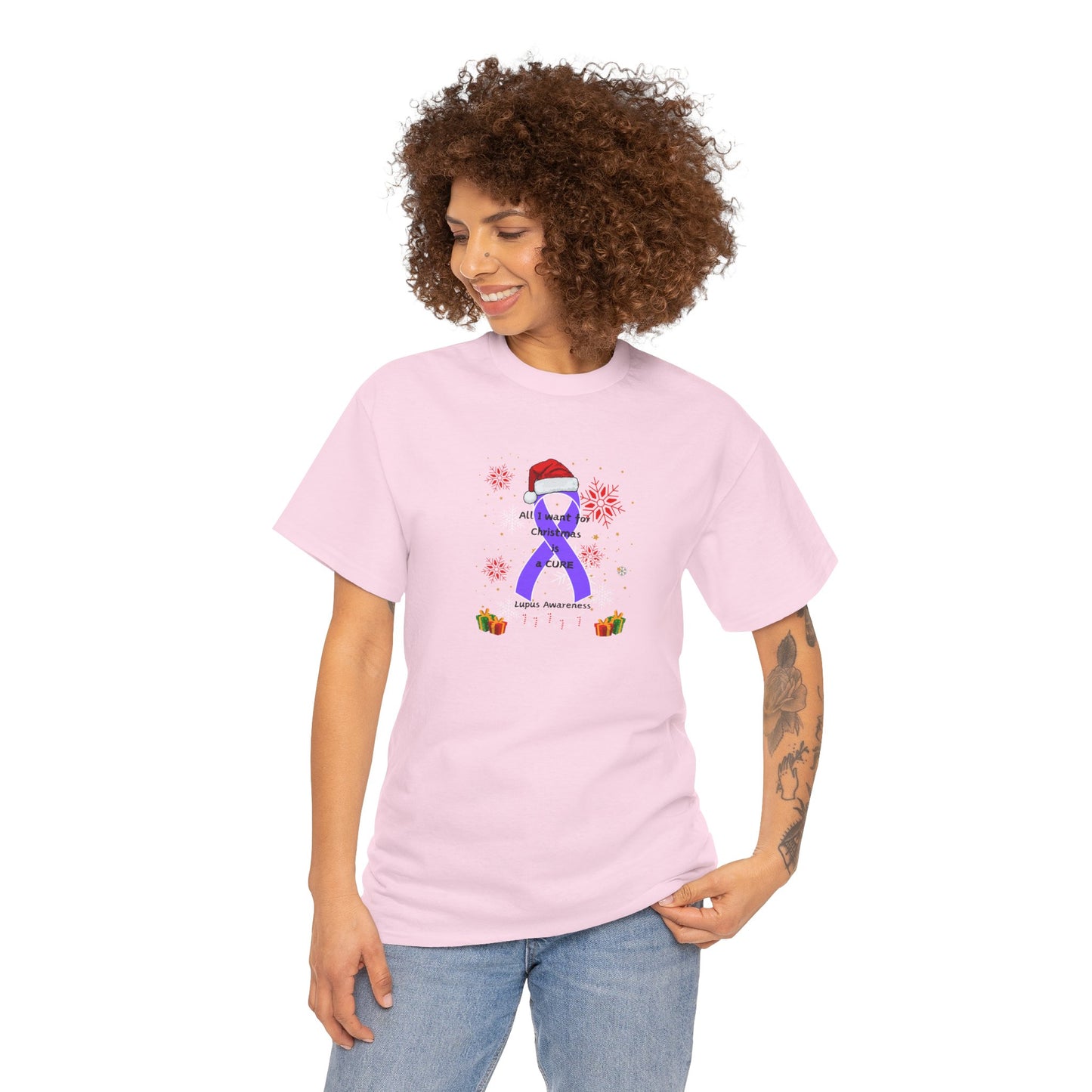 Lupus Awareness All I Want for Christmas Unisex Heavy Cotton Tee