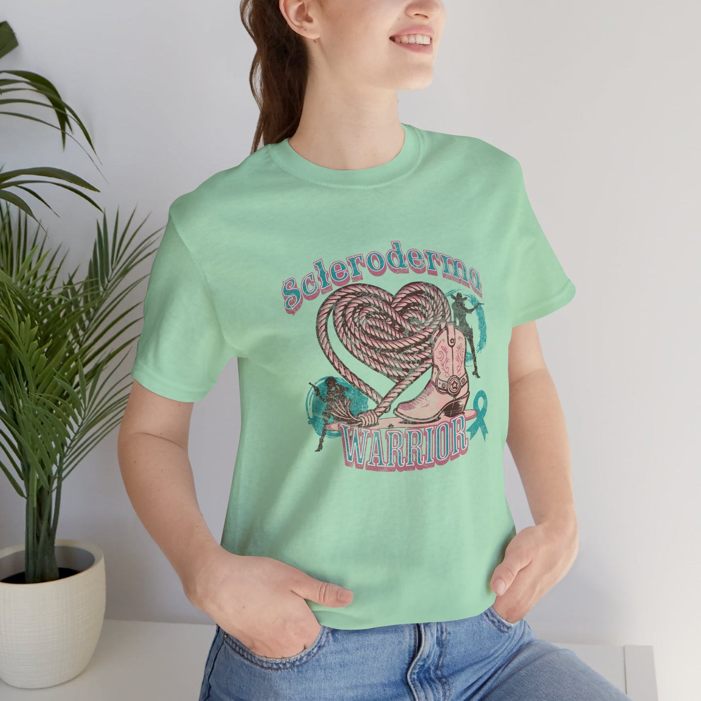 Scleroderma Warrior Valentine western theme Unisex Jersey Short Sleeve Tee