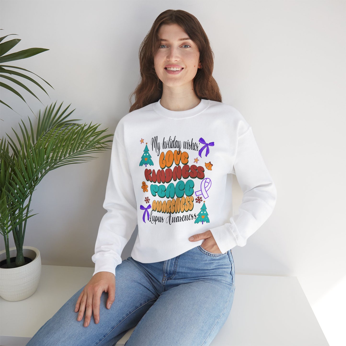 Lupus Awareness Holiday Wishes Crewneck Sweatshirt